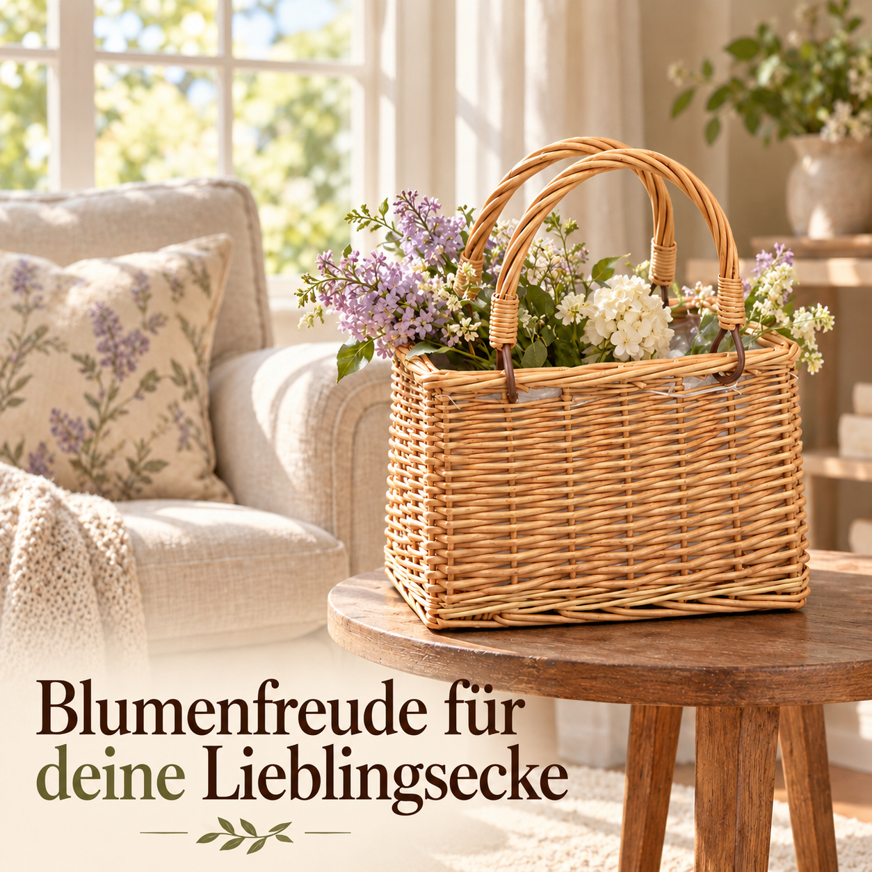 Geflochtener Blumenkorb für stimmungsvolle Arrangements – Produktansicht