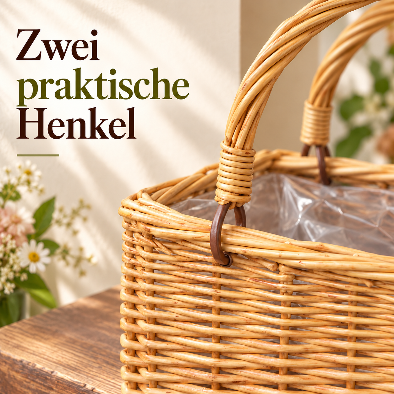 Geflochtener Blumenkorb für stimmungsvolle Arrangements – Produktansicht
