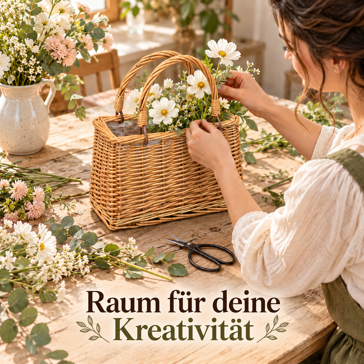 Produktansicht: Geflochtener Blumenkorb für liebevolle Arrangements