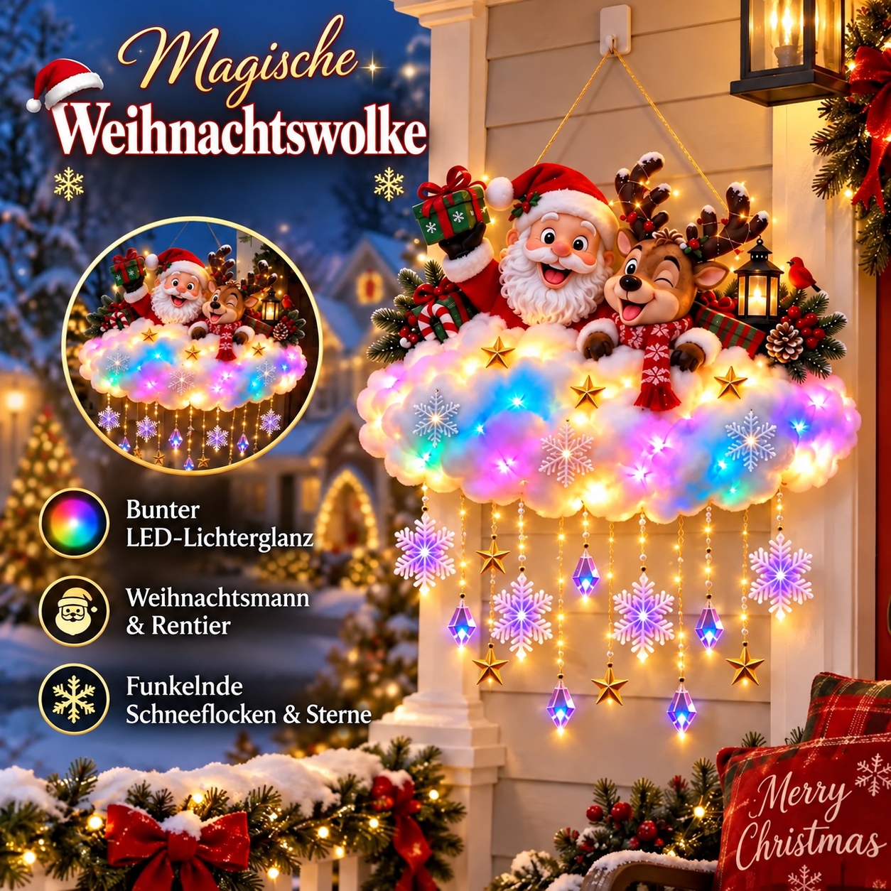 Leuchtende Weihnachts-Wolkendeko für ein gemütliches Zuhause