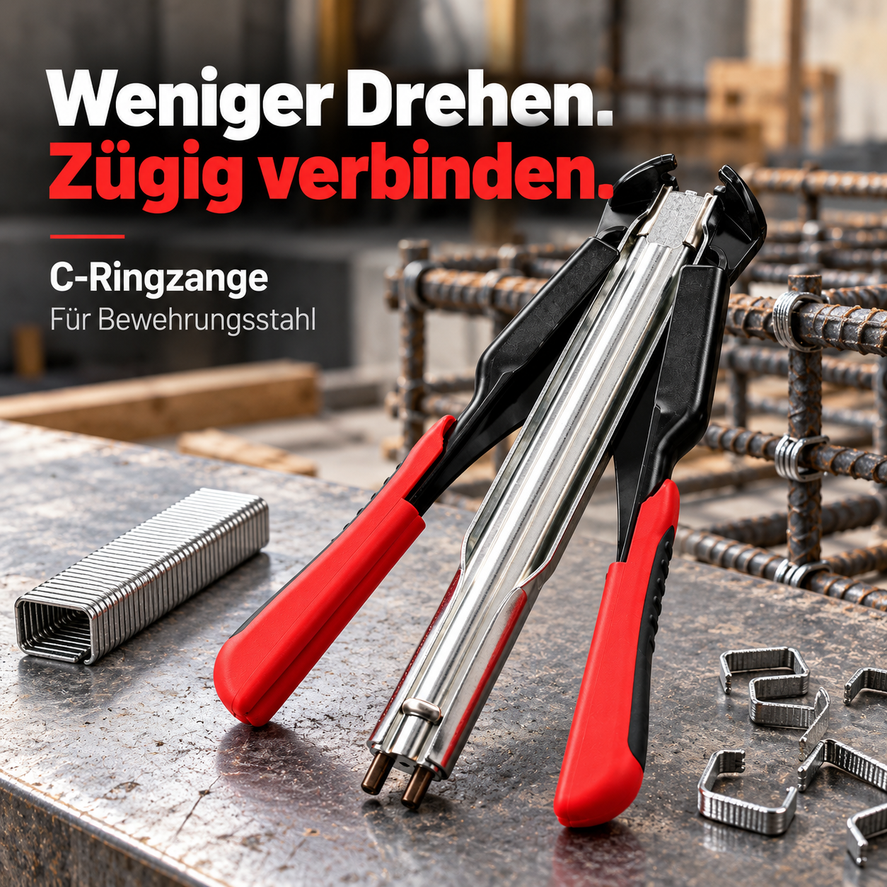 C-Ringzange mit rot-schwarzen Doppelhandgriffen