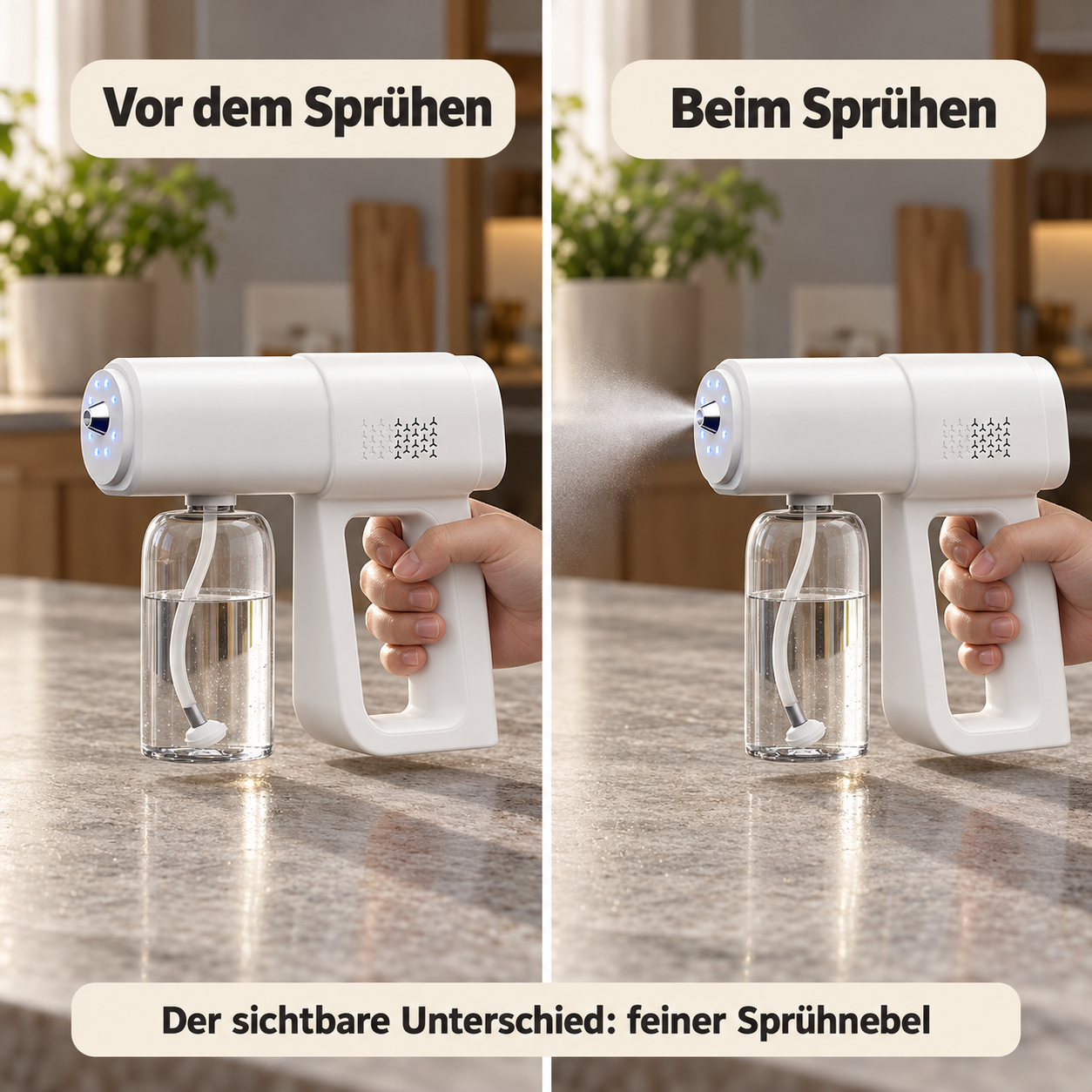 Gleiche Ansicht vor dem Spr&uuml;hen und beim Spr&uuml;hen, ohne behauptetes Keimergebnis