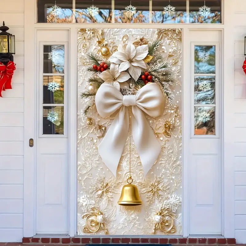 Weihnachtliche Türdekoration mit 3D-Effekt