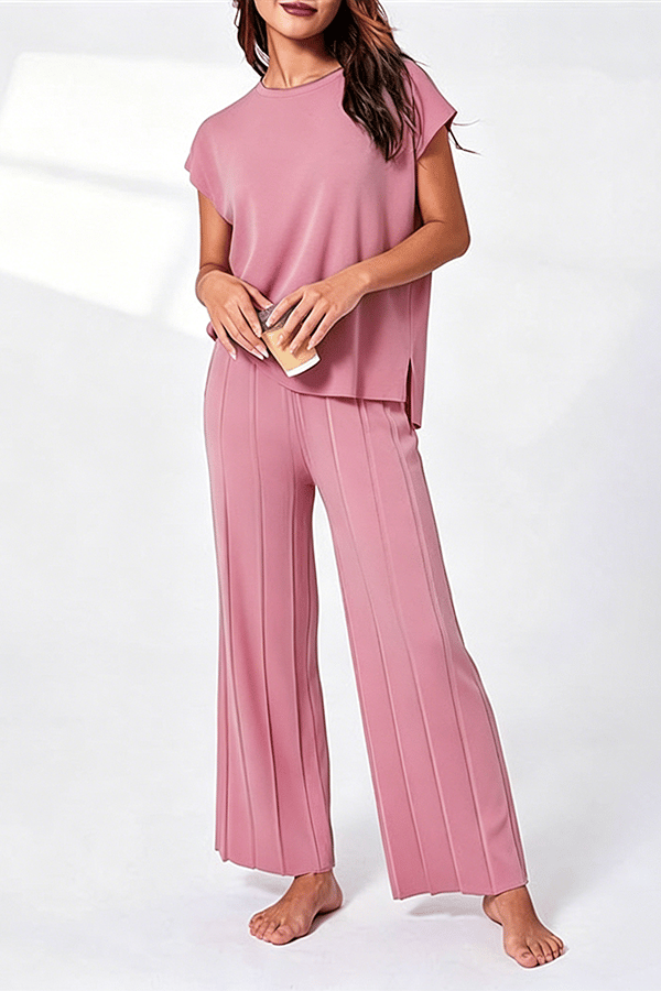 Women’s Knit Two-Piece Top & Wide-Leg Pants Set(Buy 2 Free Shipping)