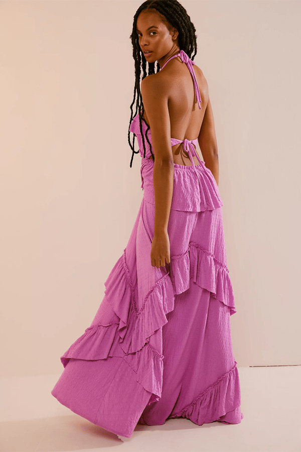 Women's Leaf-Print Backless Maxi Dress（Buy 2 Free Shipping）
