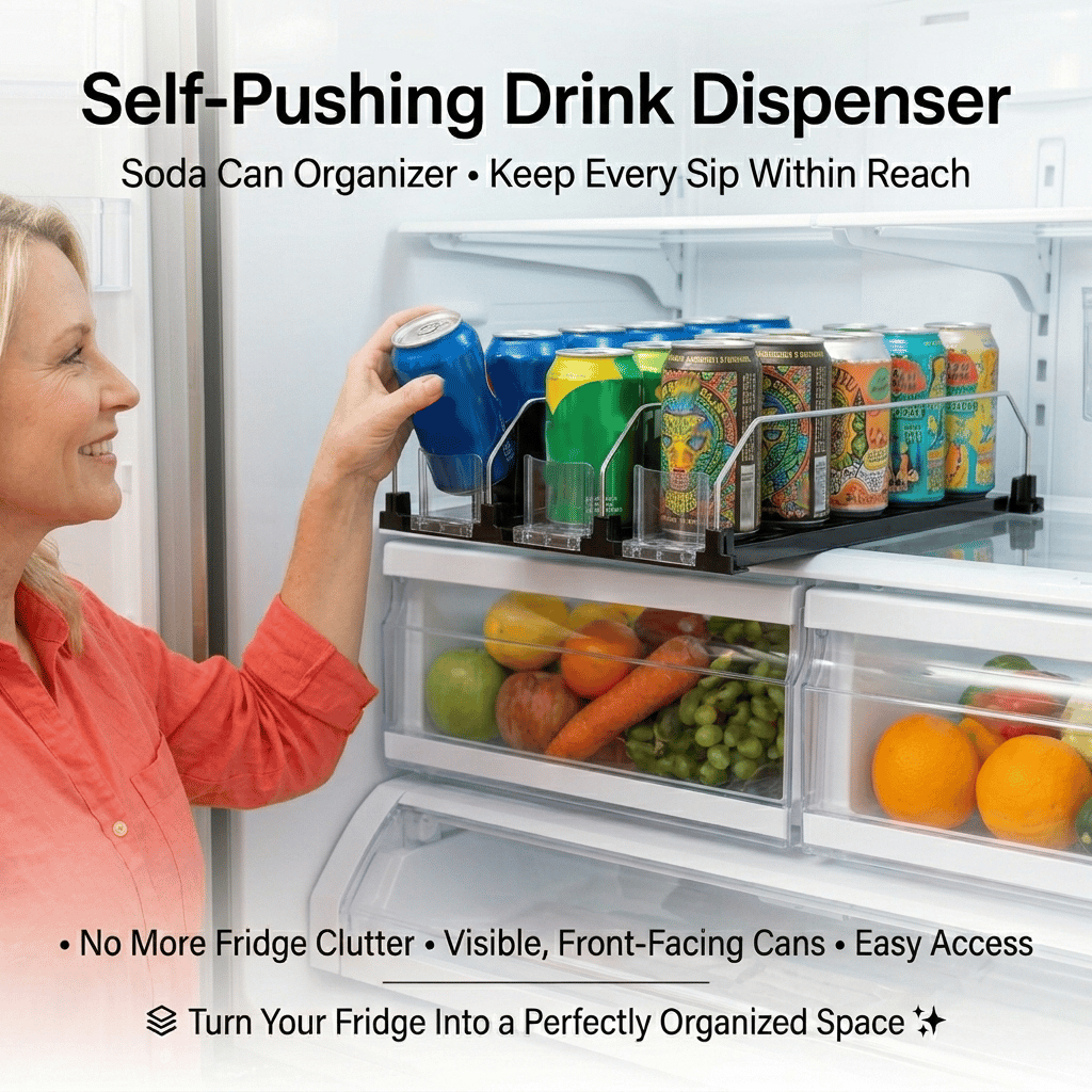 Self-Pushing Soda Can Organizer