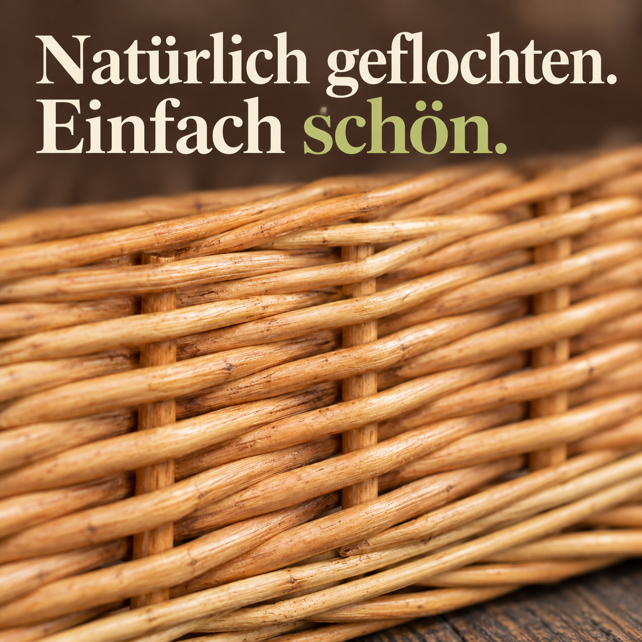 Makroaufnahme der geflochtenen Korbstruktur mit waagerechten und senkrechten Streben