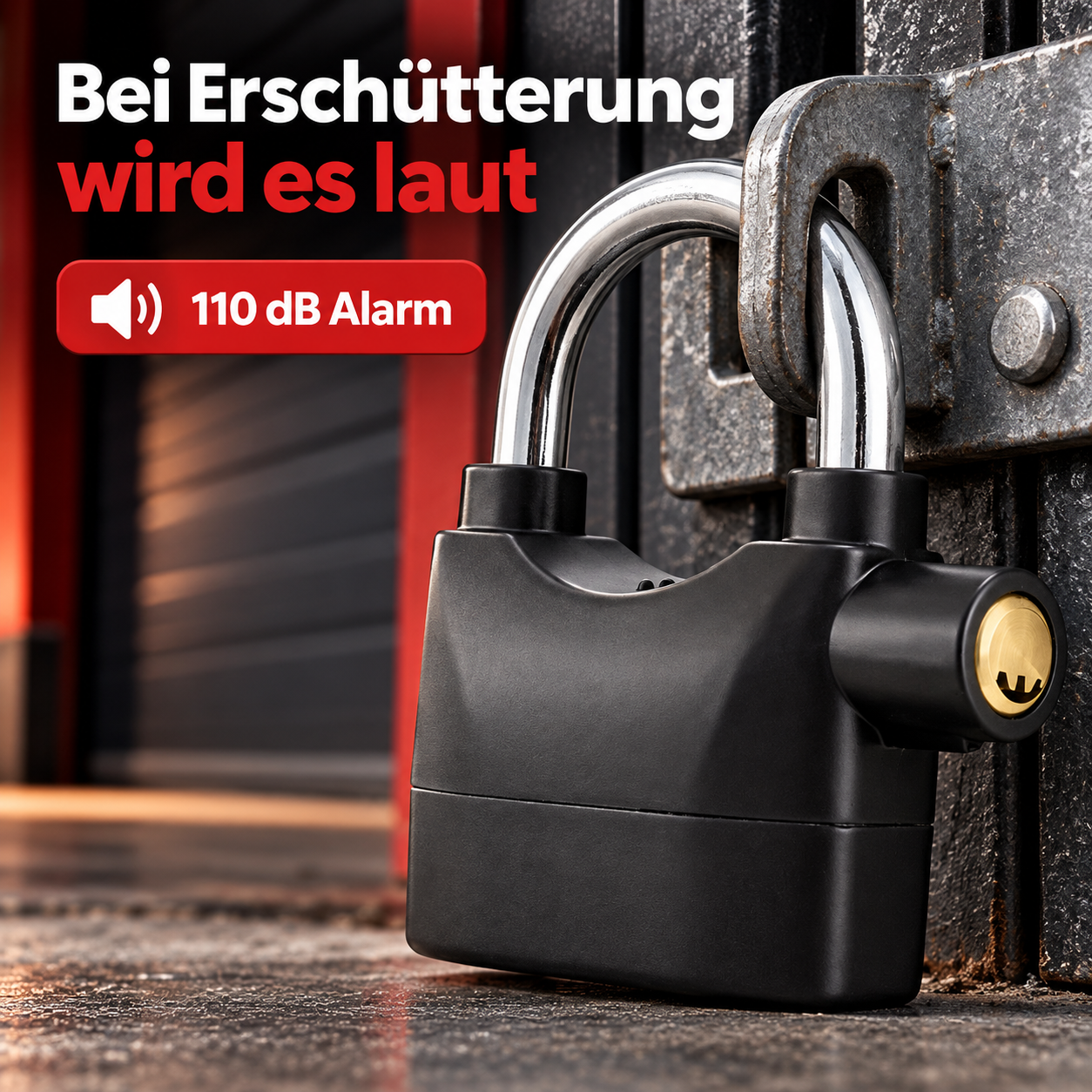 Alarm-Vorhängeschloss mit 110 dB bei Erschütterung