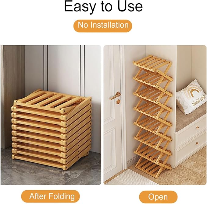 9-Tier No-Assembly Bamboo Storage Rack