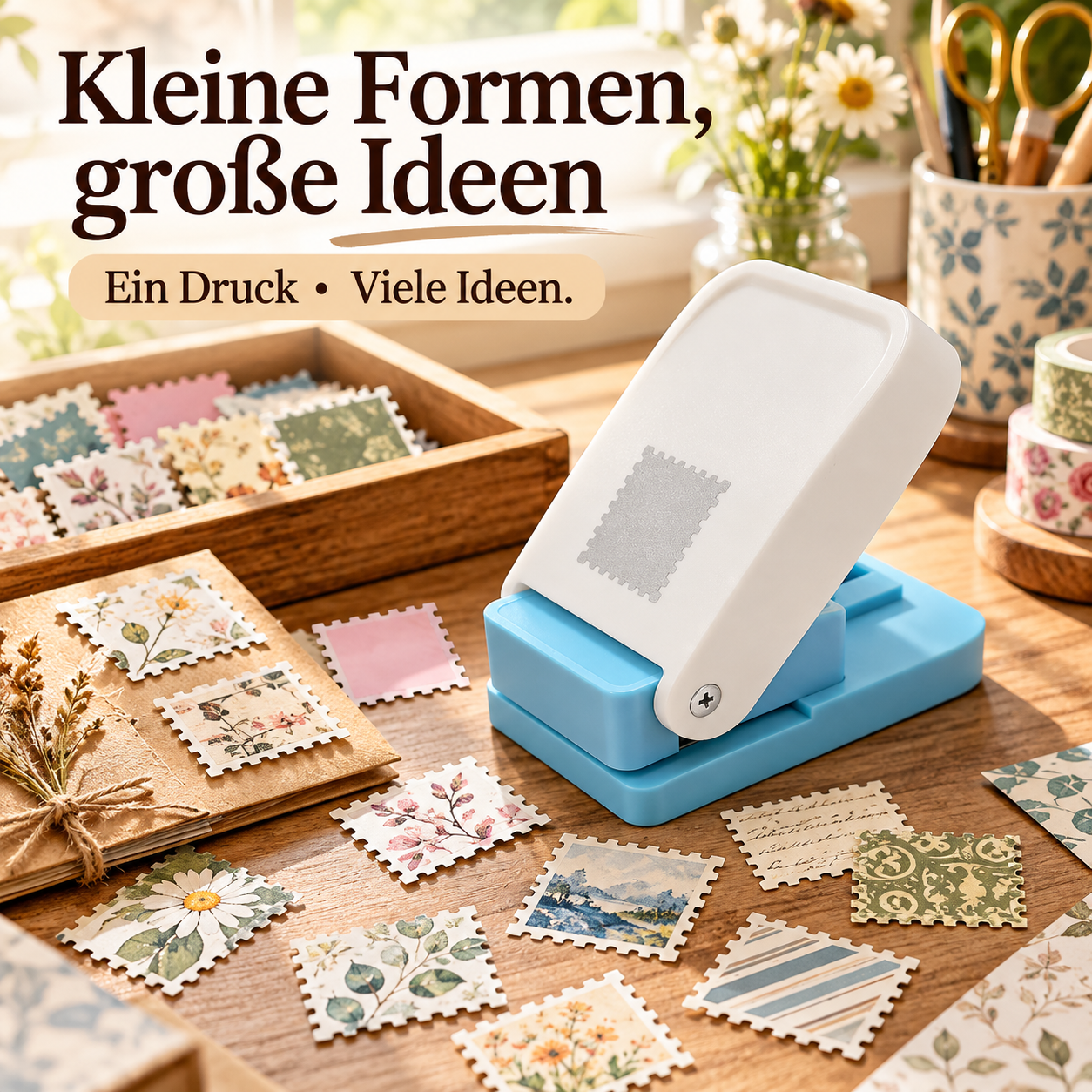 Briefmarkenstanzer für kreative Papierdeko