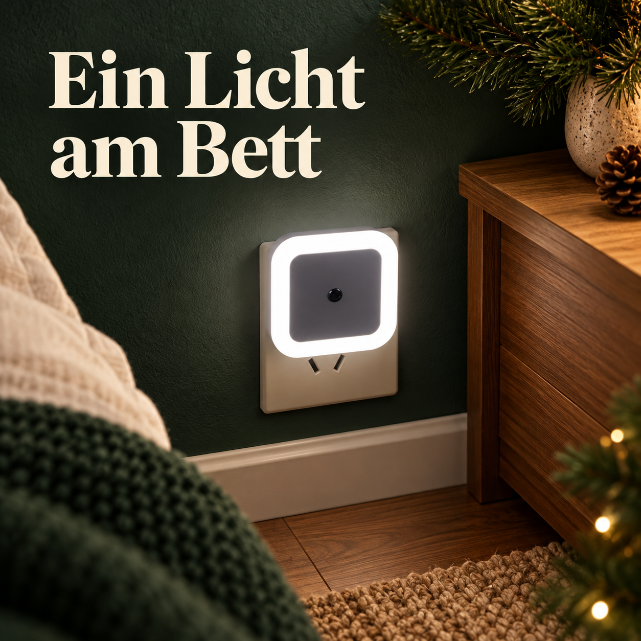 Set mit drei weißen Nachtlichtern