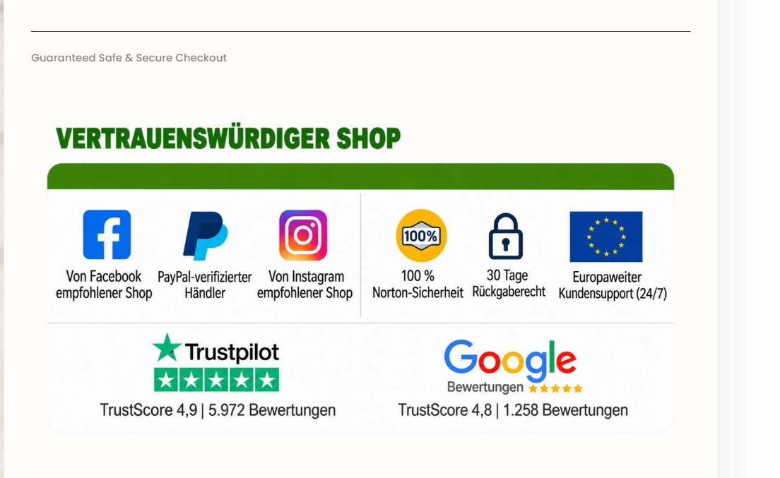Vertrauenswürdiger Shop – sichere Zahlung, Rückgaberecht und Kundenservice