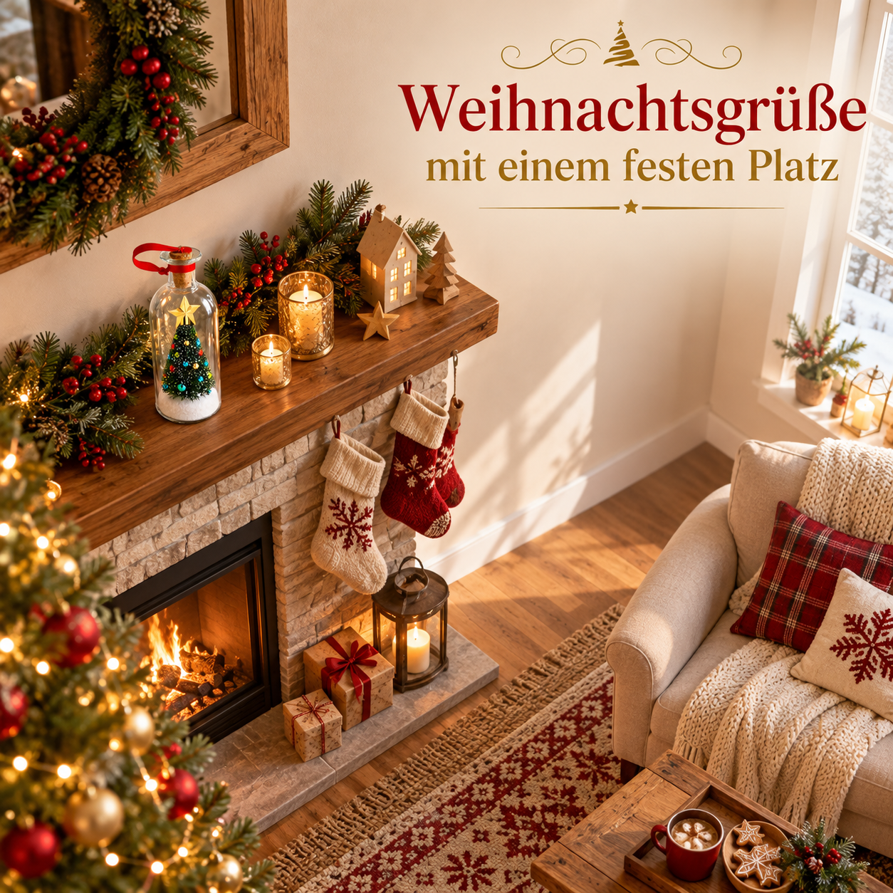 Weihnachtsflasche mit grünem Miniaturbaum für deine persönliche Sprachnachricht