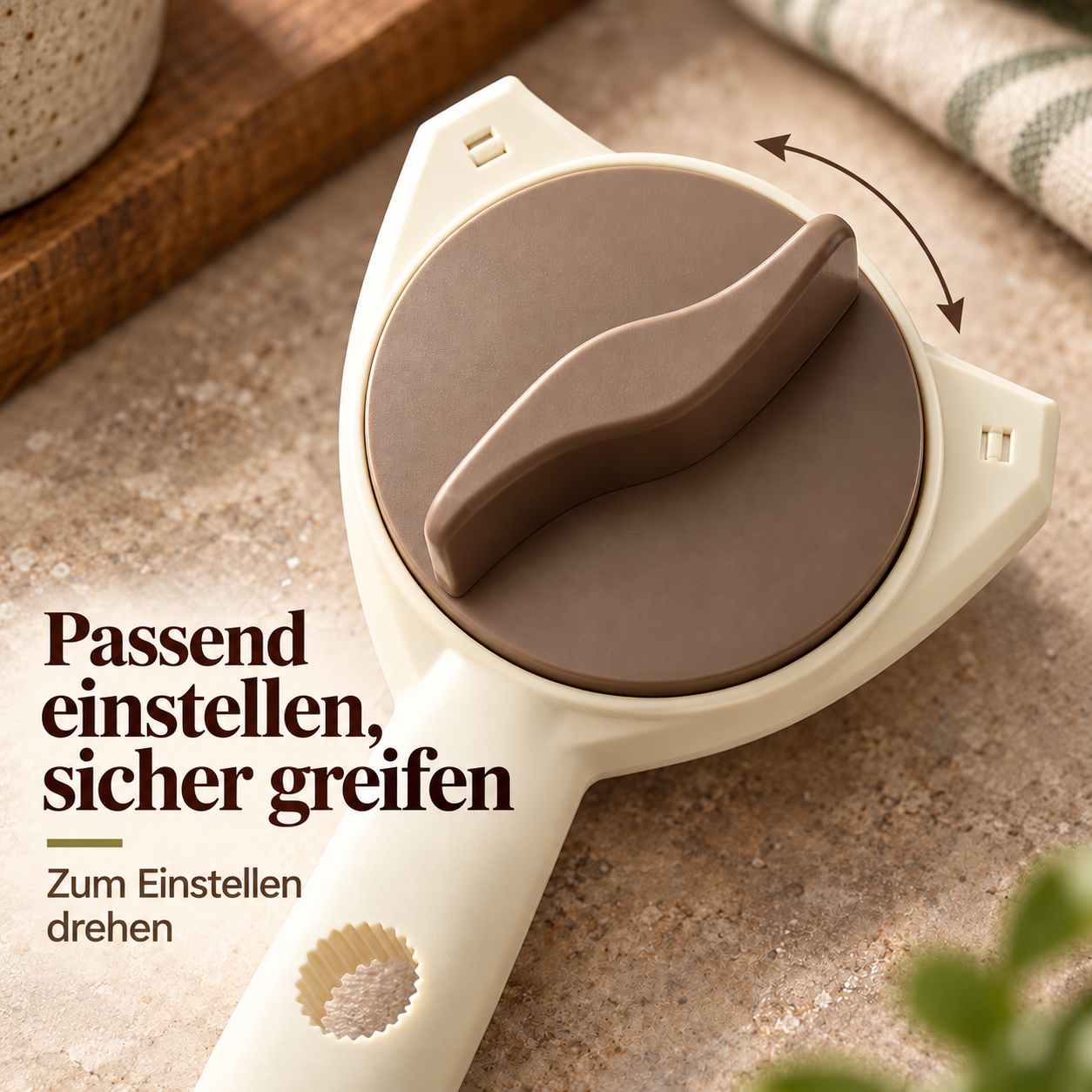 Geschwungener Griffsteg am Drehknopf
