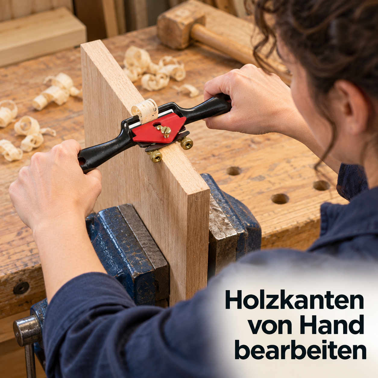 Schwarzer Handhobel mit roter Klingenhalterung und einzelner silberner Wechselklinge