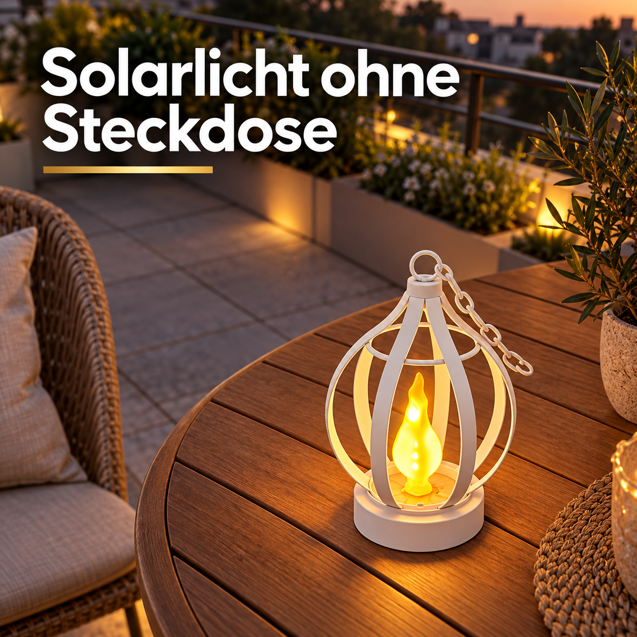 Solar-Flammenlaterne in Schwarz, 1 Stück
