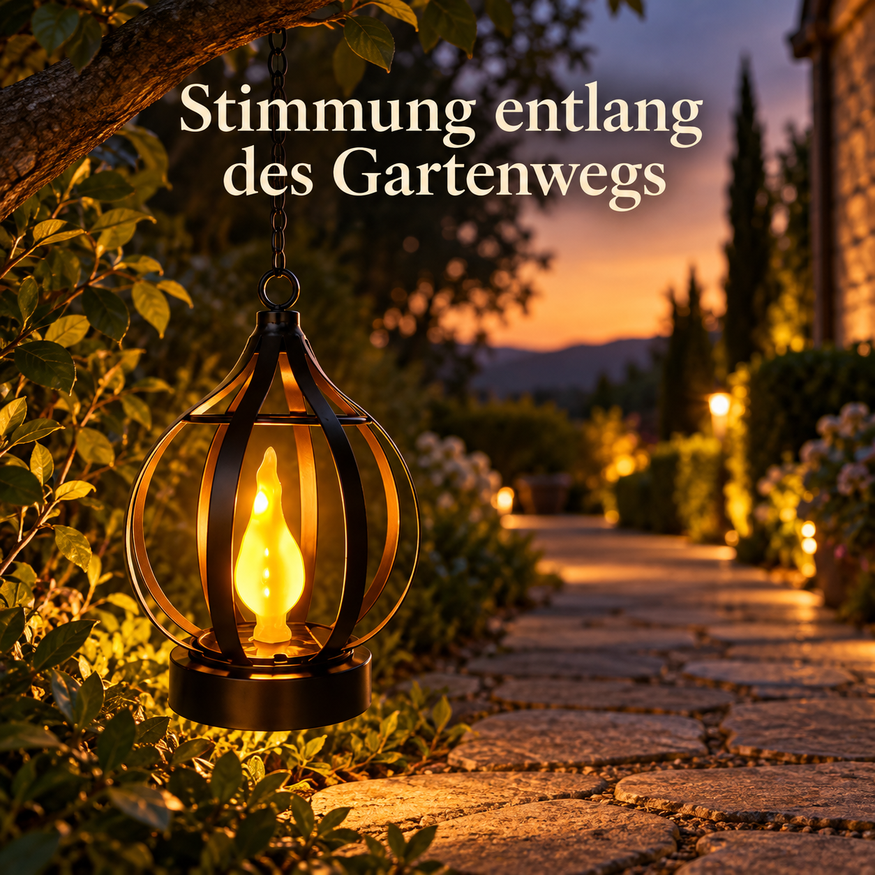 Solar-Flammenlaterne in Schwarz, 1 Stück