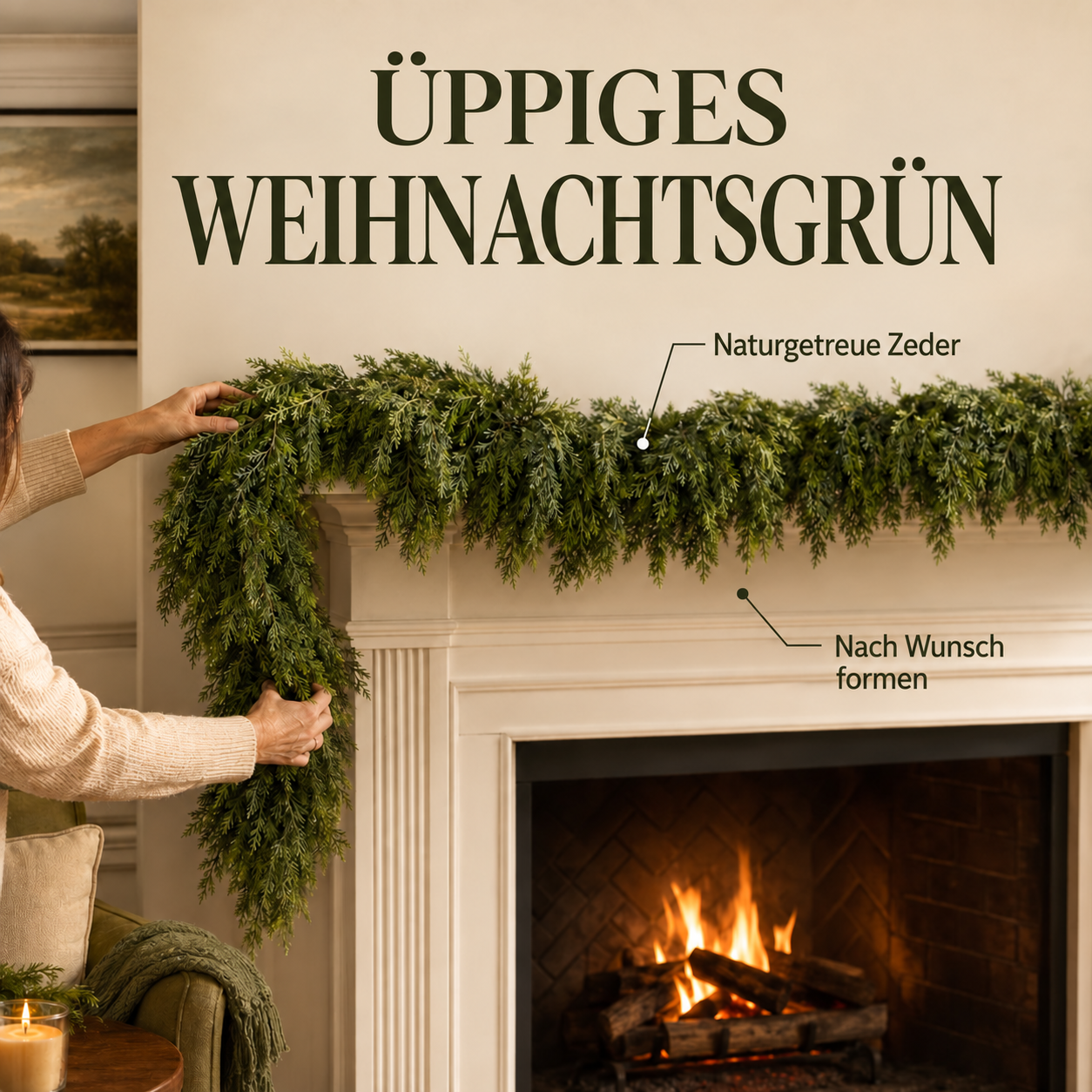 Künstliche Zederngirlande mit naturgetreuer Haptik