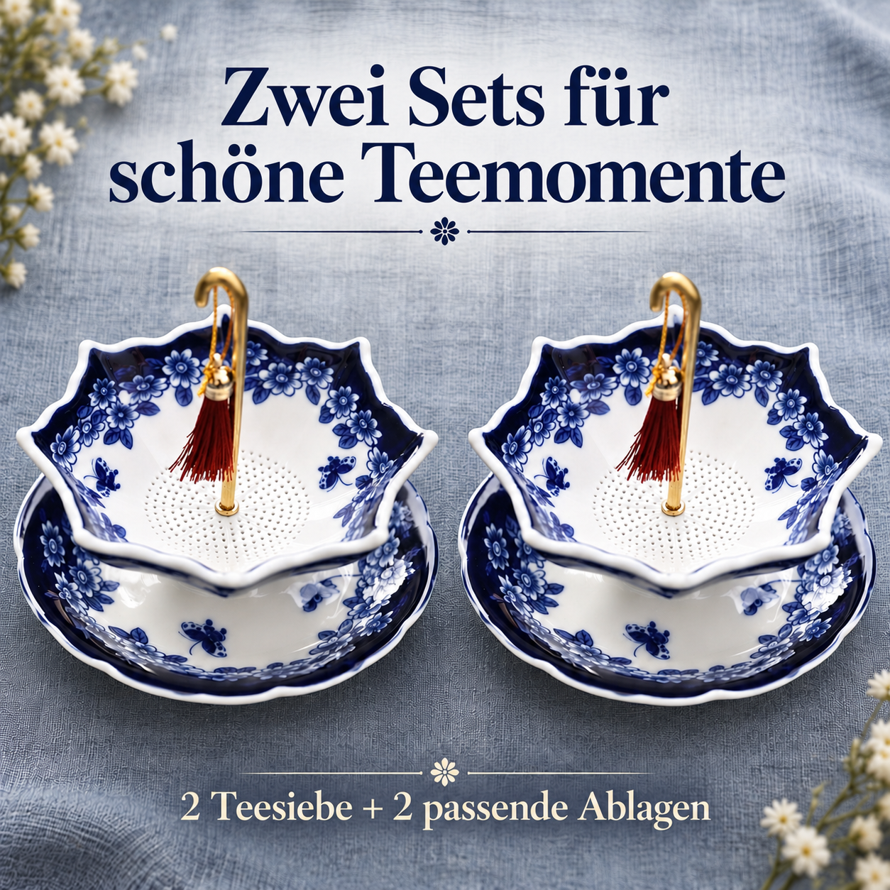 2 Teesiebe + 2 passende Ablagen