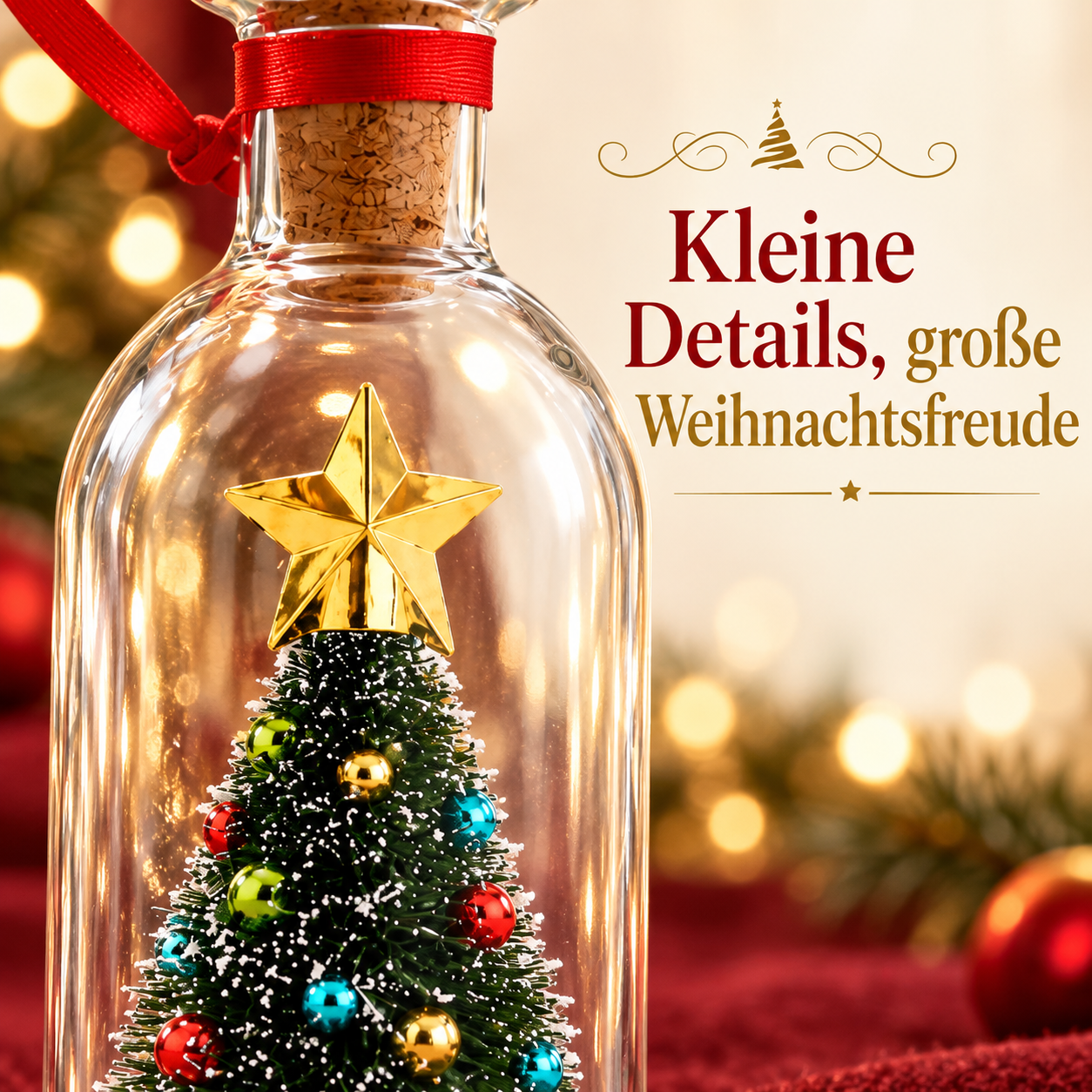 Weihnachtsflasche mit grünem Miniaturbaum für deine persönliche Sprachnachricht