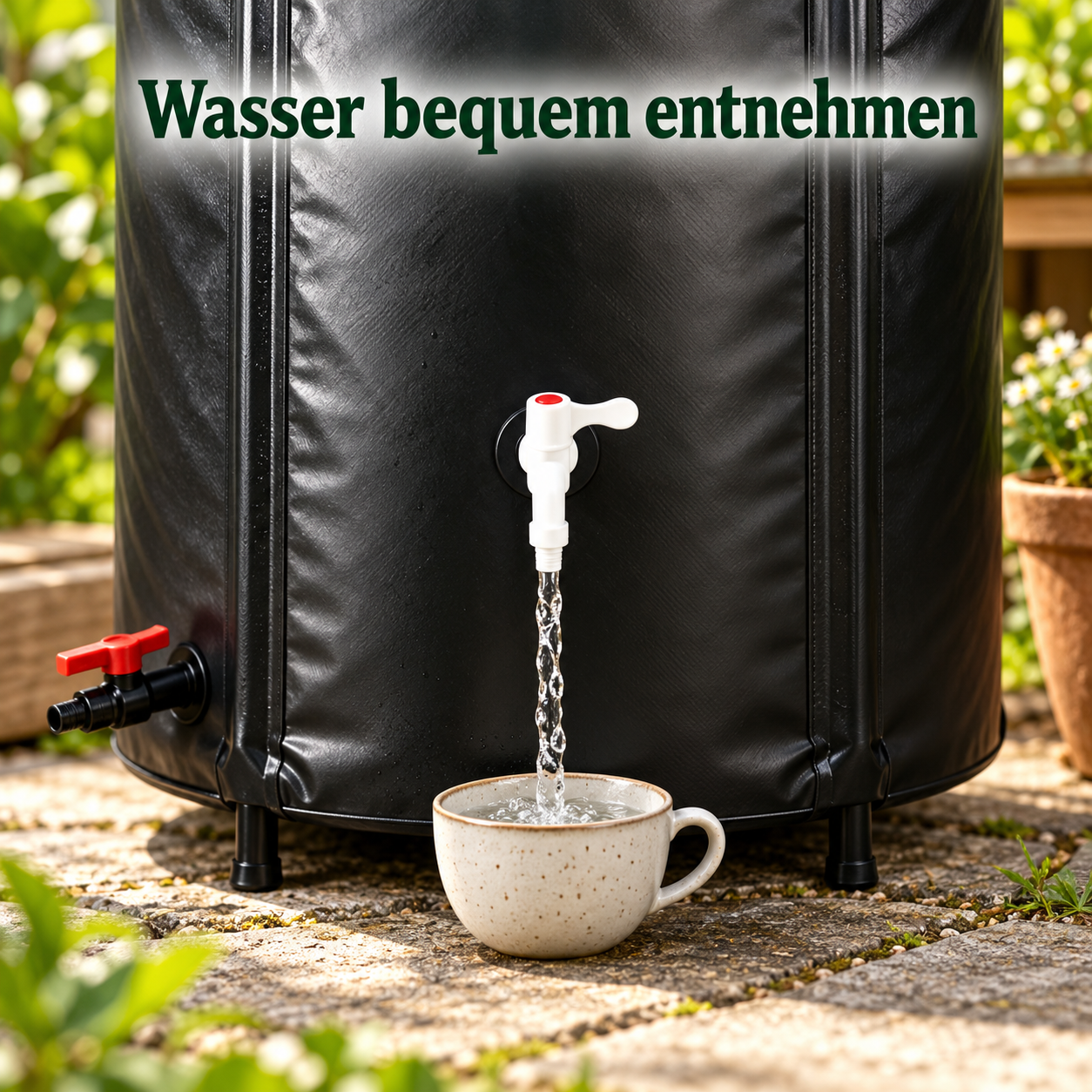 Schwarzer faltbarer Regenwassertank für den Garten