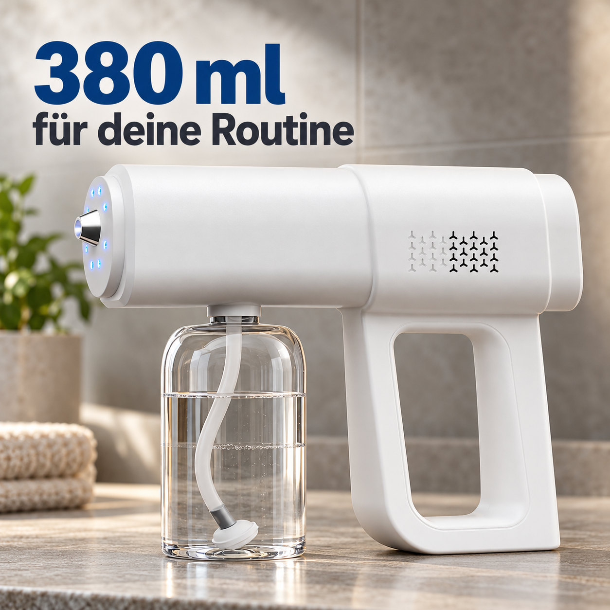 Transparenter 380-ml-Behälter und Griff des weißen Sprühgeräts