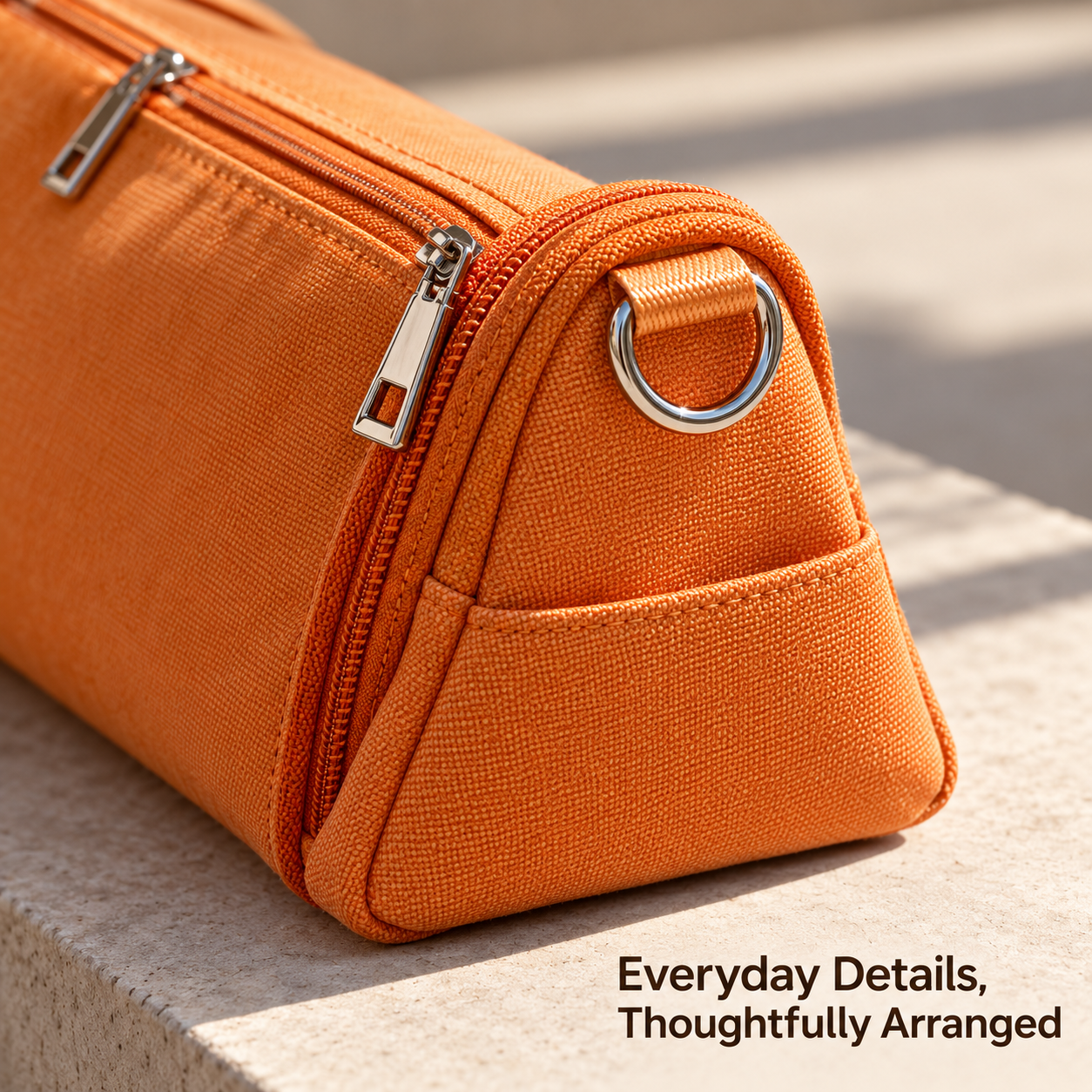 One complete orange modular bag set with its detachable parts