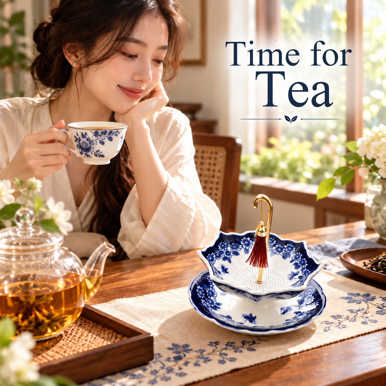 Umbrella tea strainer for elegant tea moments – product view