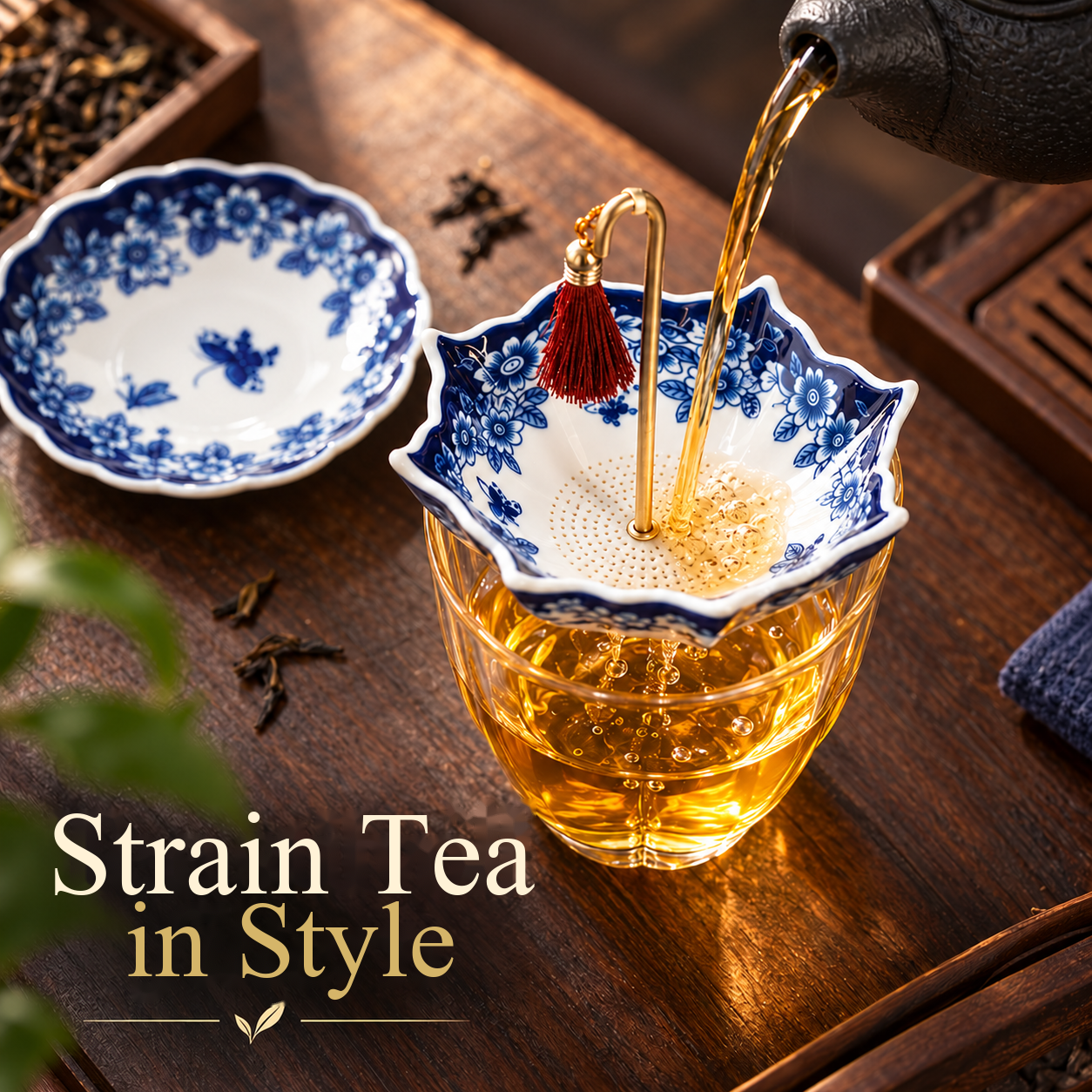 Umbrella tea strainer for elegant tea moments – product view