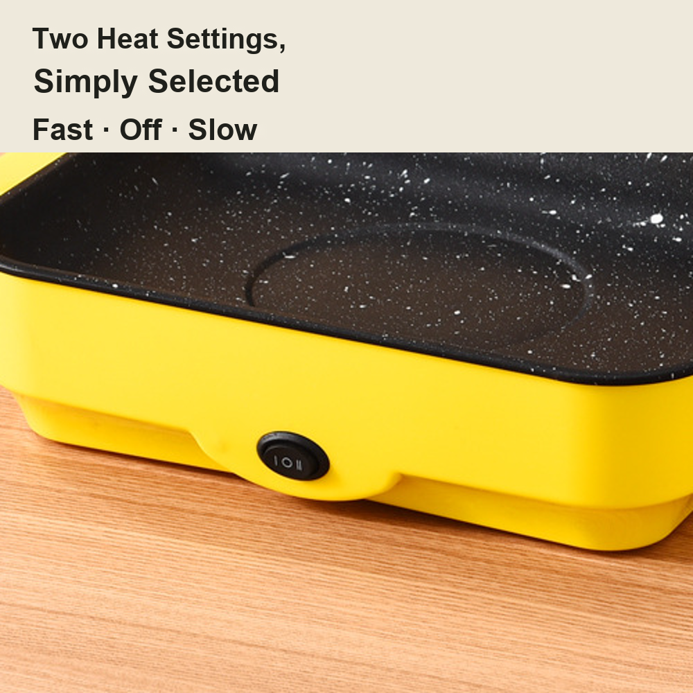 Close-up of the front switch with two heat settings