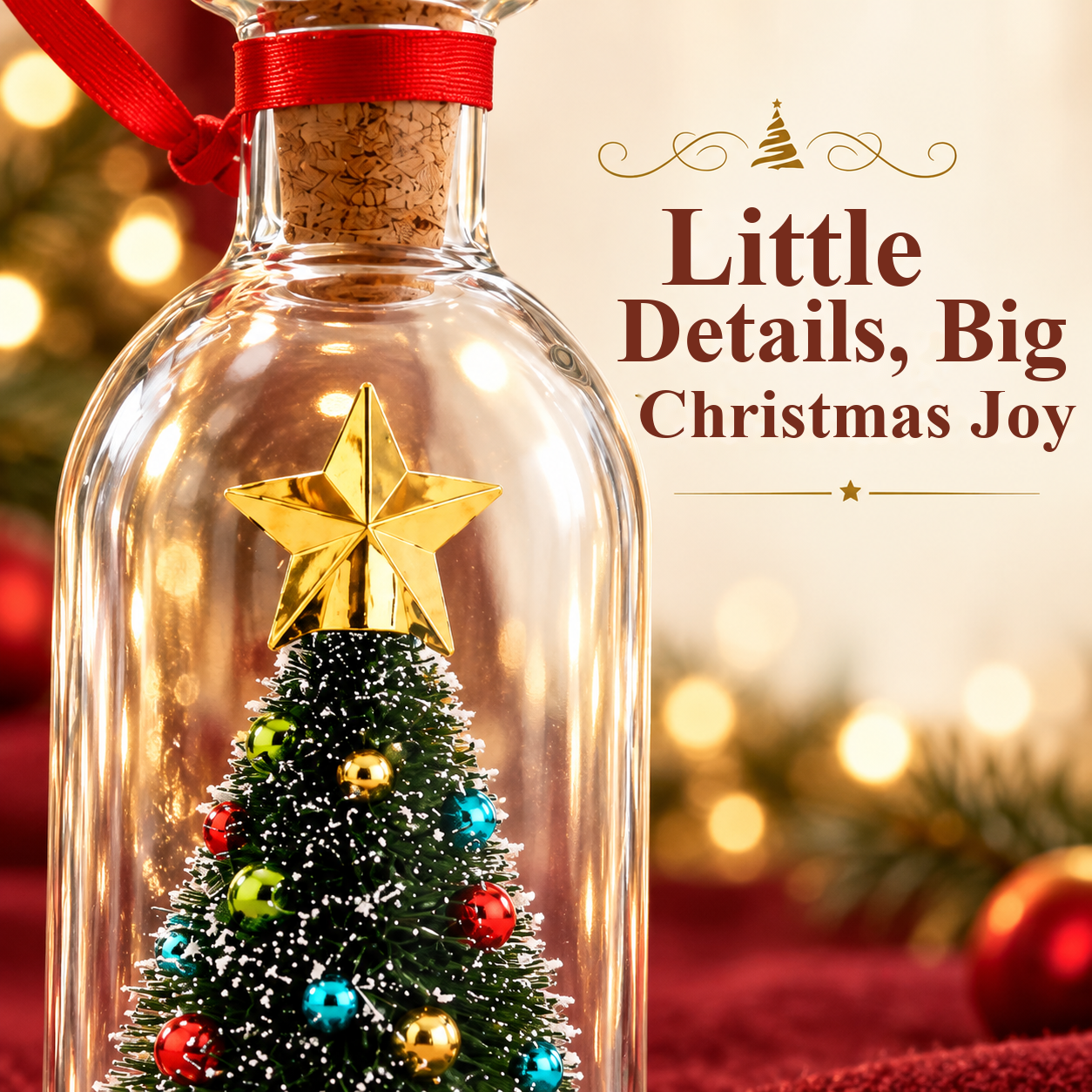 Christmas bottle with a green miniature tree for your personal voice message