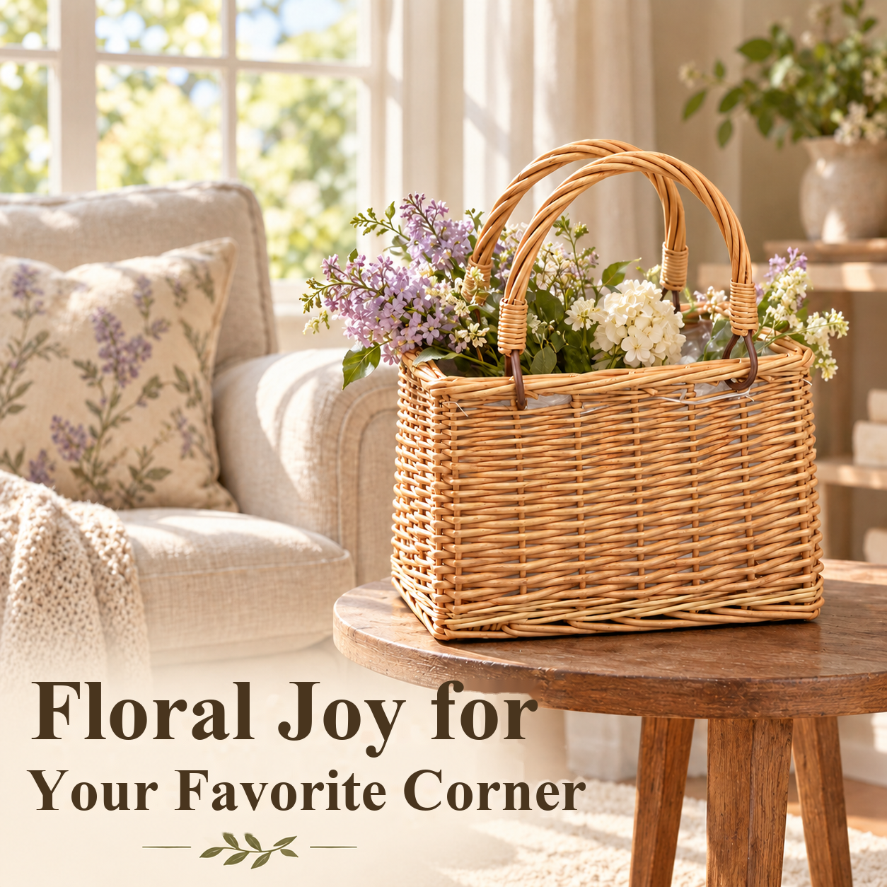 Woven flower basket for charming arrangements – product view