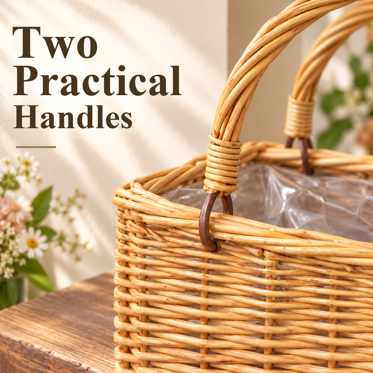 Woven flower basket for charming arrangements – product view