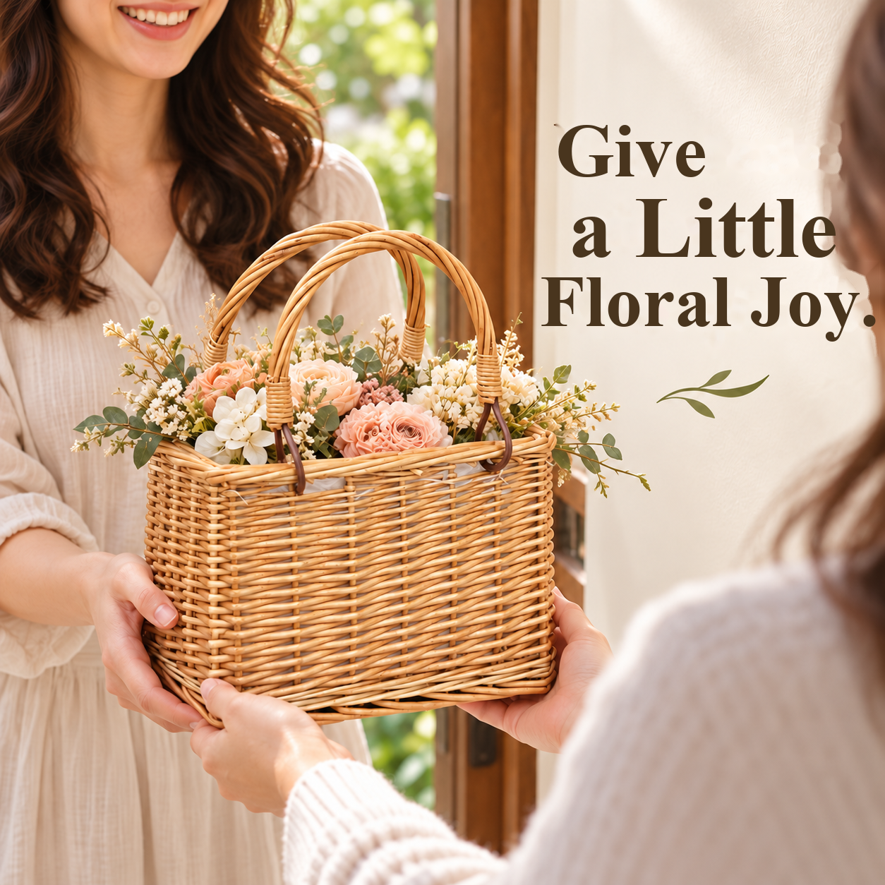 Woven flower basket for charming arrangements – product view