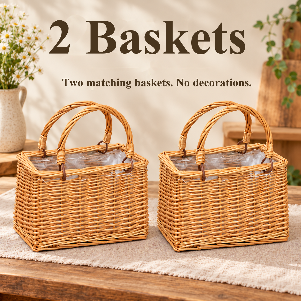 Woven flower basket for charming arrangements – product view