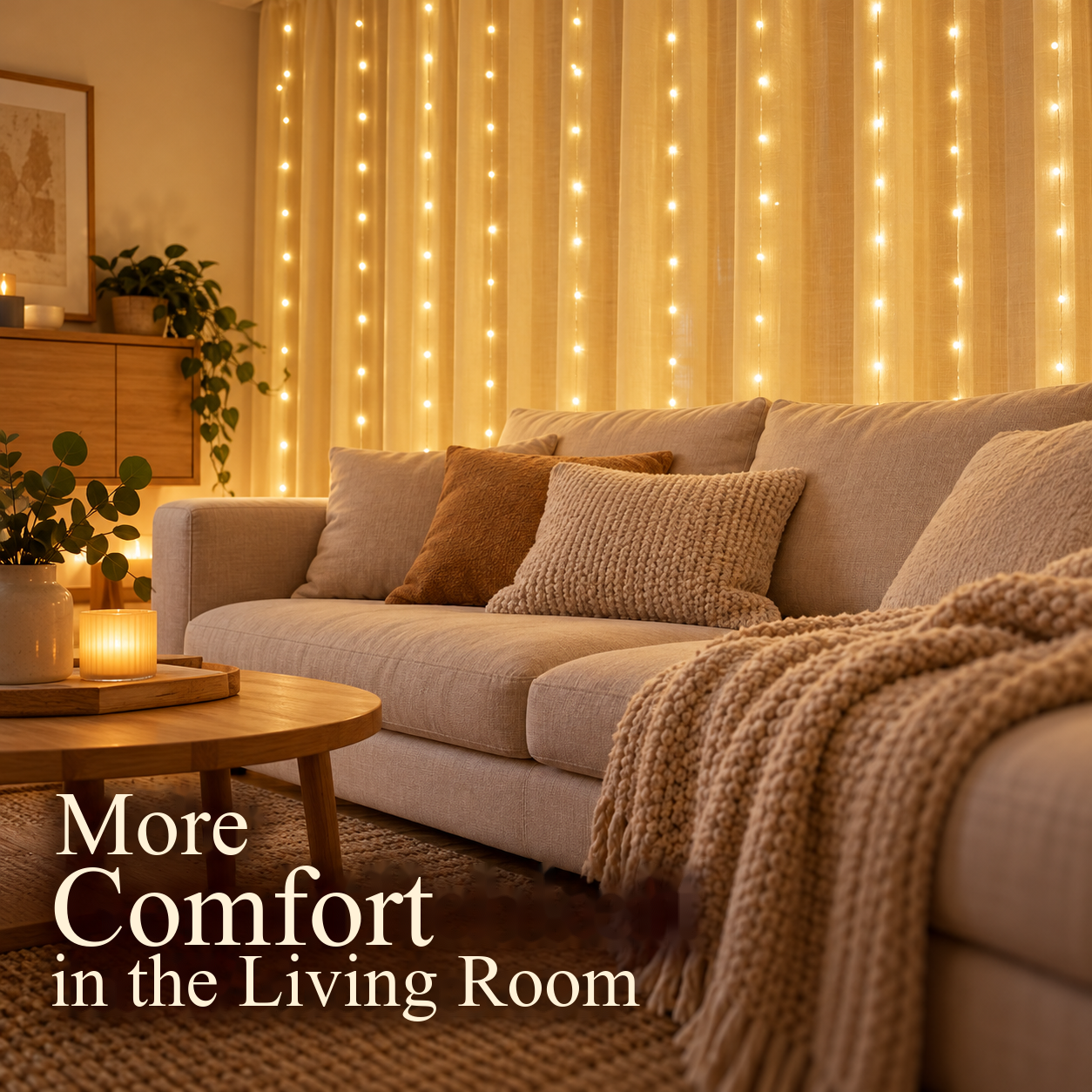 One curtain light set with remote, 3 × 3 m