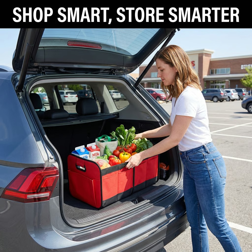Foldable Car Trunk Organizer with Multiple Compartments