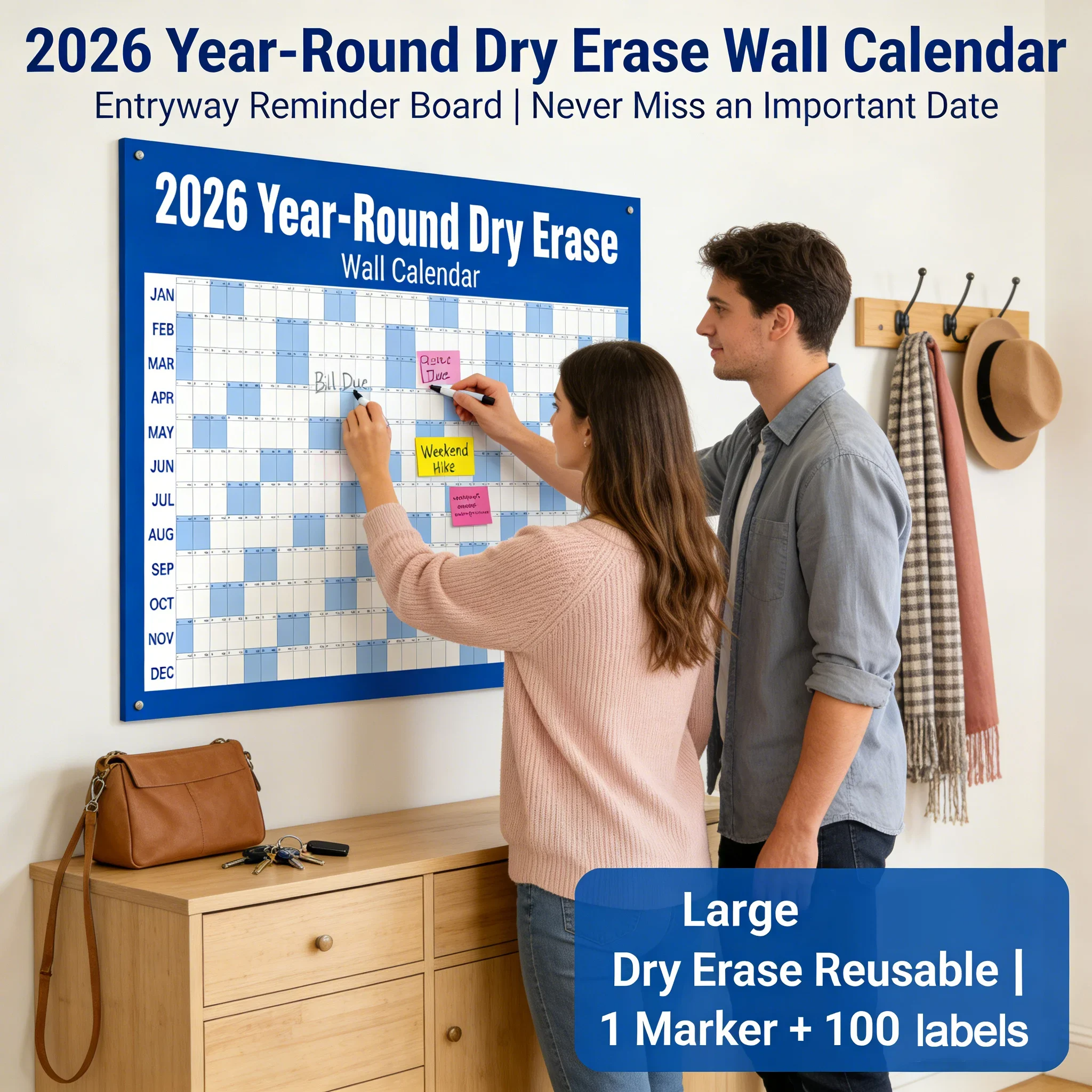 2026 Dry-Erase Wall Calendar