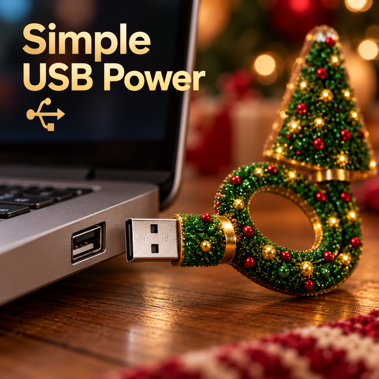 One set containing one Christmas tree USB projector in a gift box