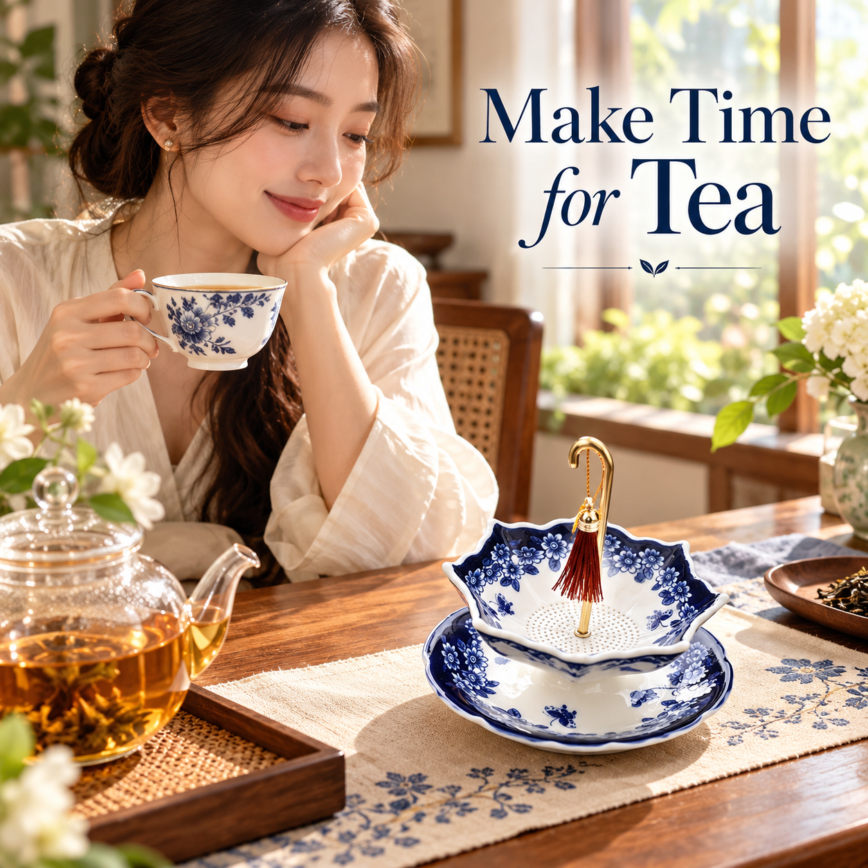 1 complete tea strainer and saucer set