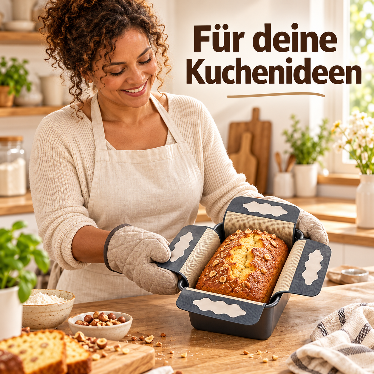 Preparing a cake with the baking mat in a family kitchen