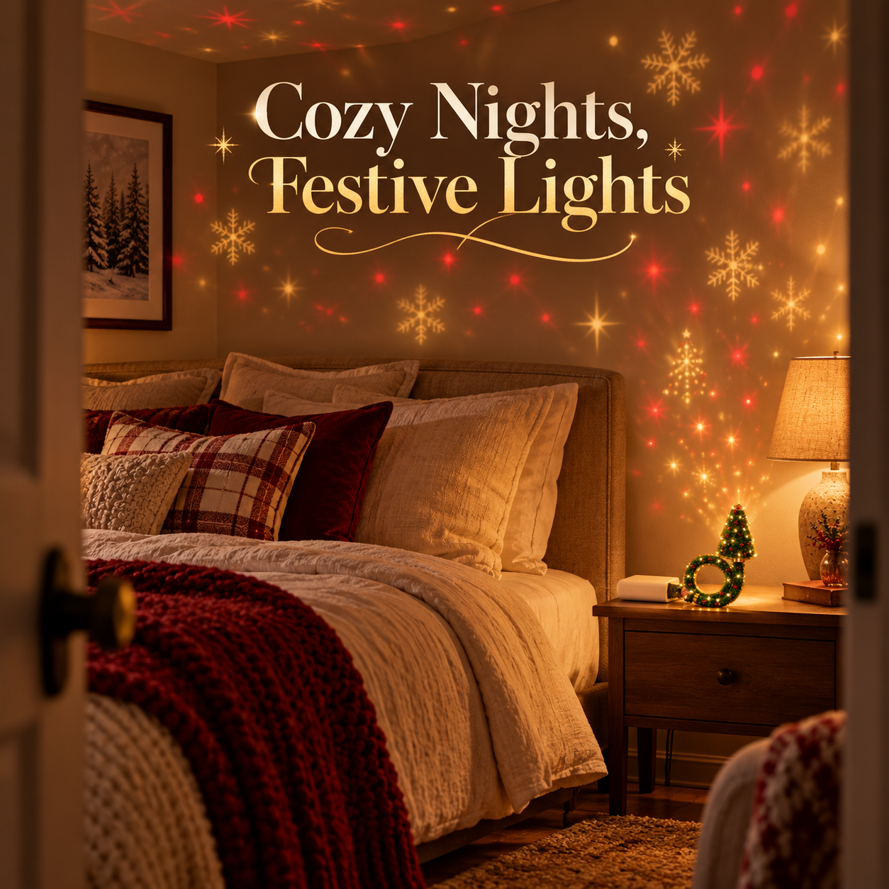 One set containing one Christmas tree USB projector in a gift box