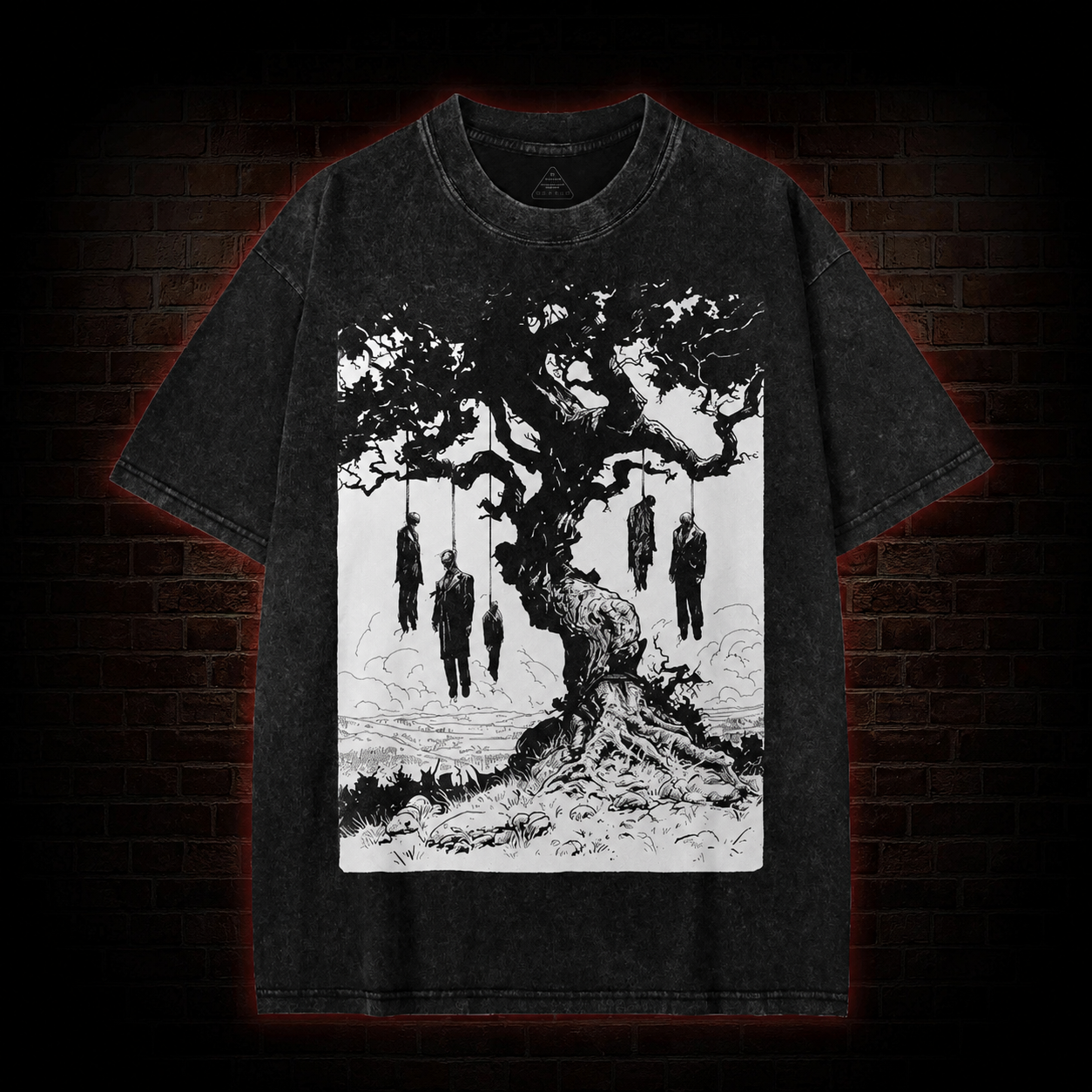 Goth Hanging Tree Graphic Tee - Vintage  T-Shirt