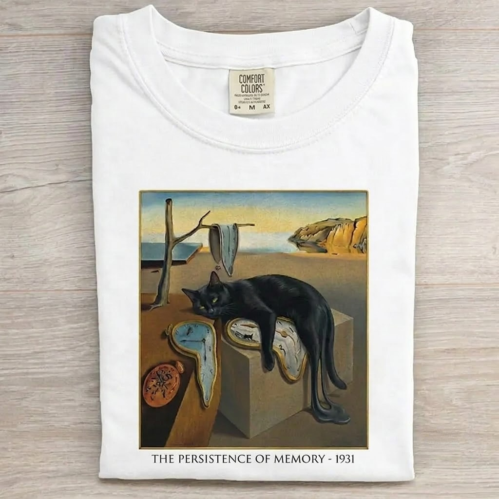 Persistence of Memory Black Cat T-shirt