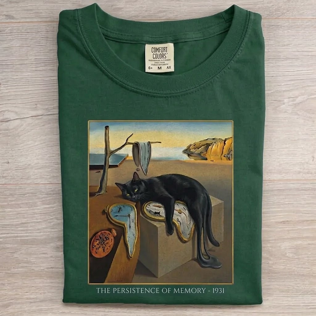 Persistence of Memory Black Cat T-shirt