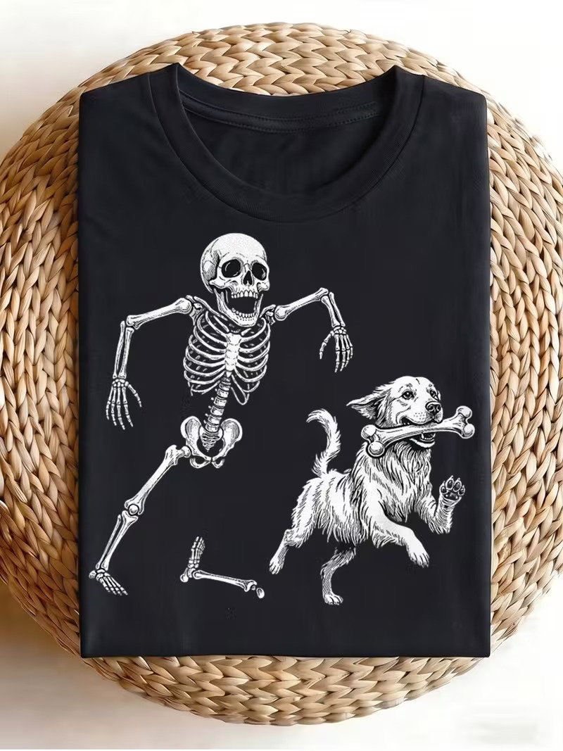 Hilarious Skeleton Dog Halloween T‑Shirt