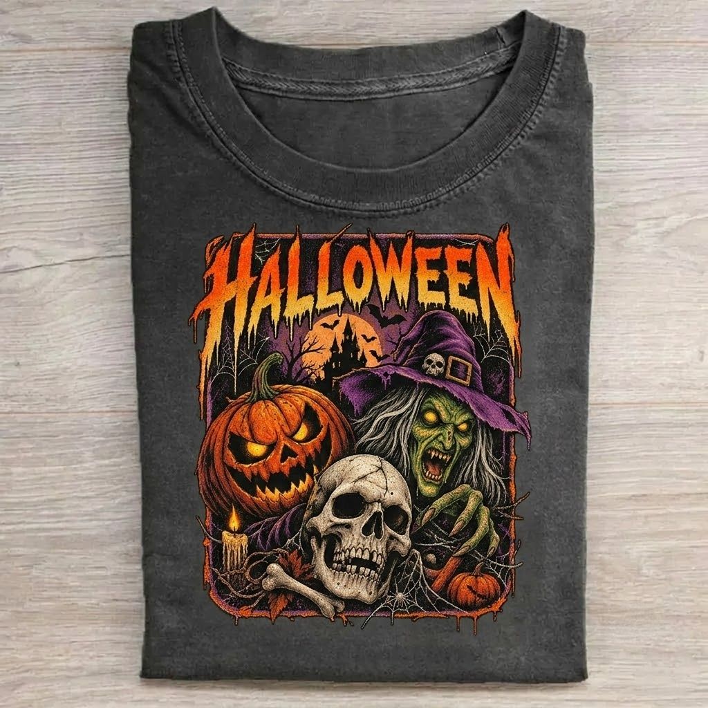 Retro Witch & Skull T-Shirt