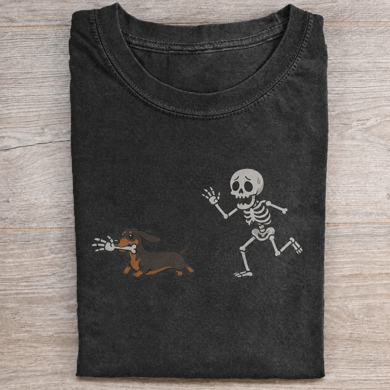 Funny Dachshund Skeleton Hand T-Shirt
