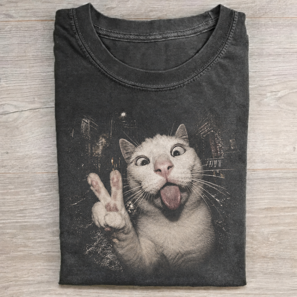 Funny Cat Peace Sign T-Shirt