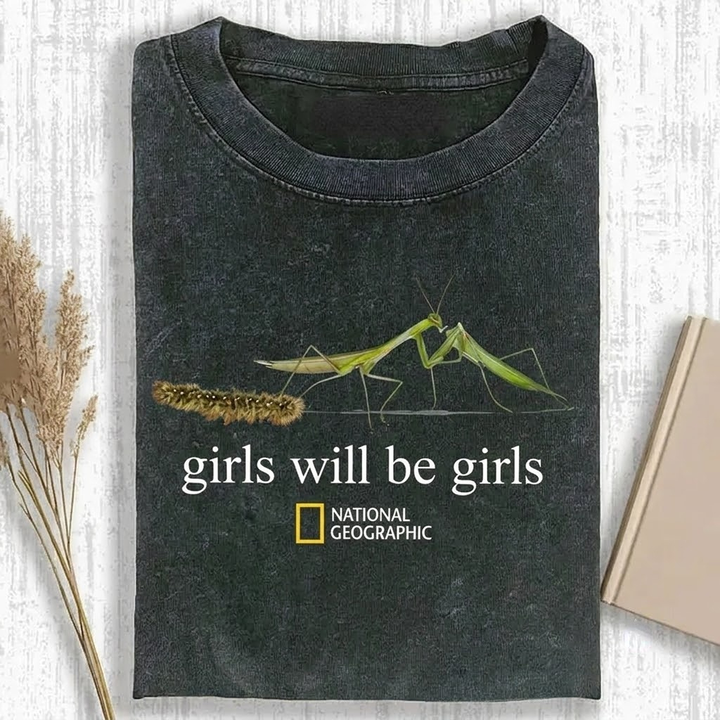 Vintage Girls Will Be Girls Praying Mantis T-shirt